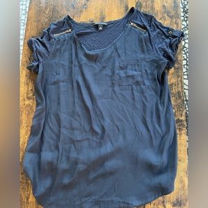 Navy BR blouse with zipper details
